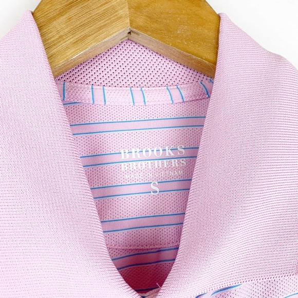 BROOK BROTHERS Pink Blue Striped Polo Shirt S NEW - Picture 9 of 9